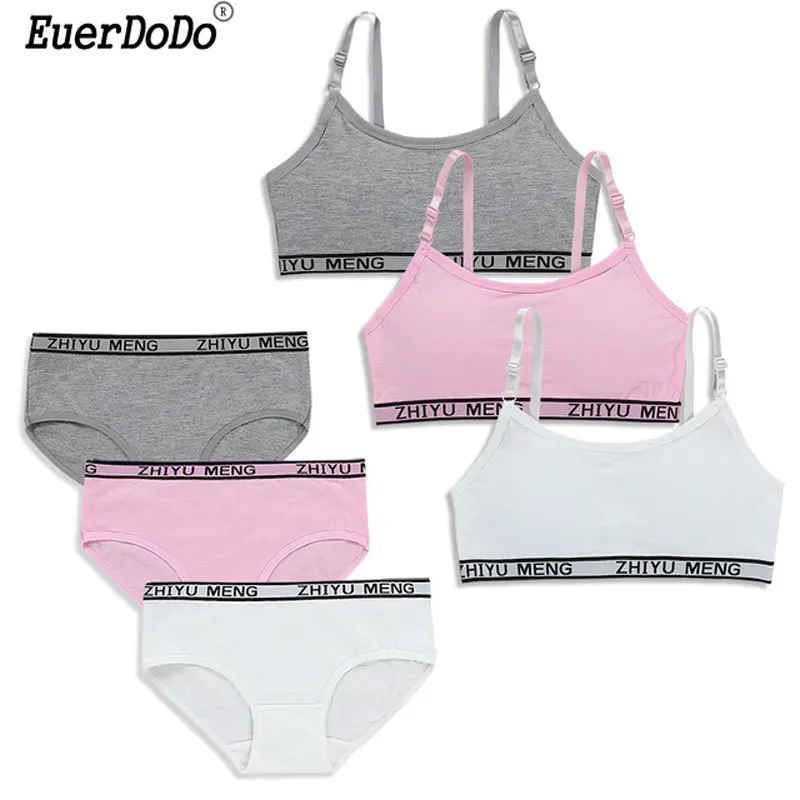 

2019 Summer Wireless Sports Bra Cotton Training Bras For Kids Young Girls Bra And Panties Sets Kids Lingerie Children Underwear