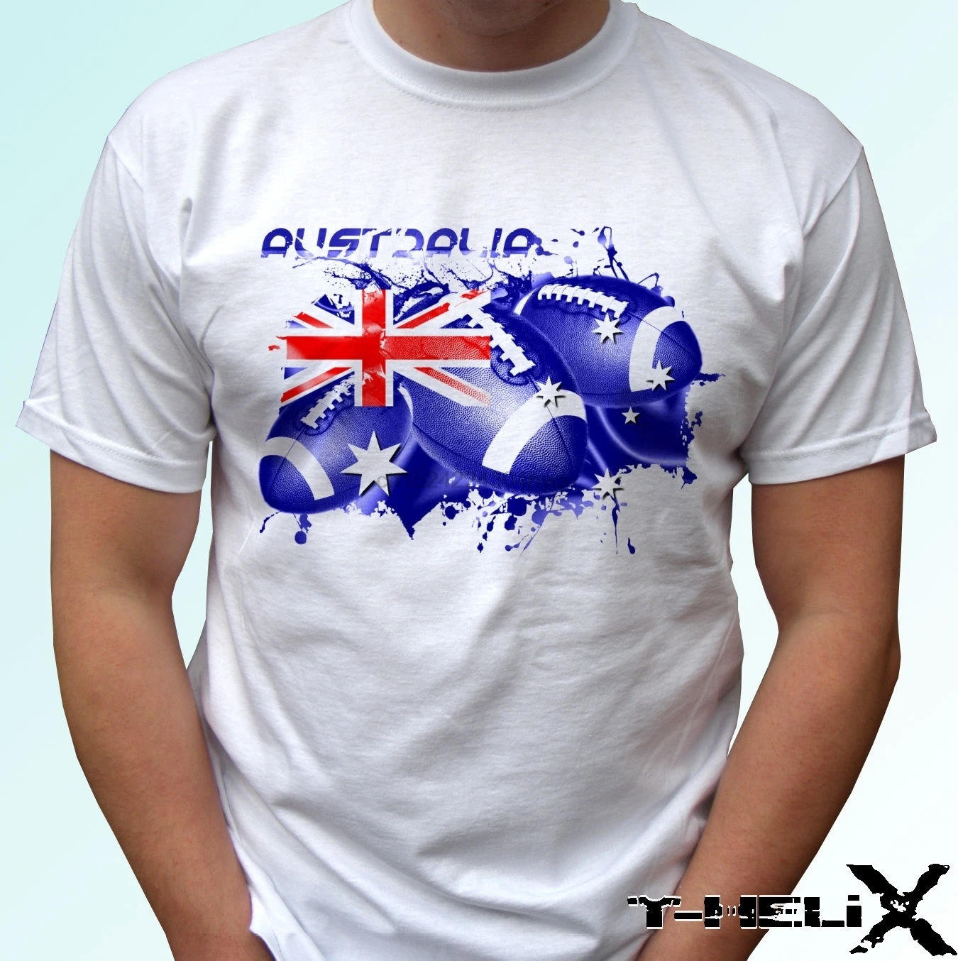 Australia Rugby Flag-Putih T Shirt Top 