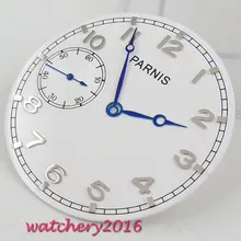 38,9 мм Parnis с синими стрелками и белым циферблатом, подходит для eta 6497, механизм «Морская Чайка», циферблат+ стрелки