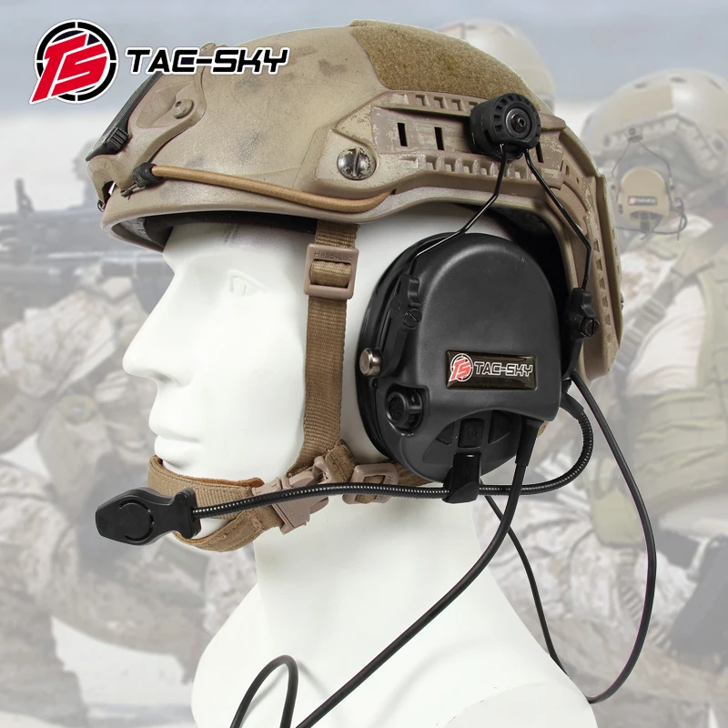 

TAC-SKY TEA Hi-Threat Tier 1 Silicone earmuff version Noise reduction pickup headset-BK