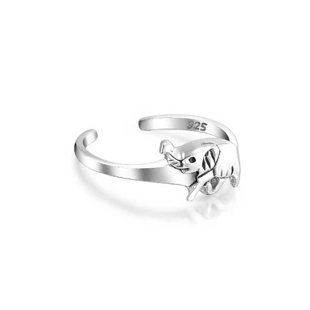 Bling Jewelry 925 Sterling Silver Lucky Elephant Toe Ring Adjustable Midi Ring (1)