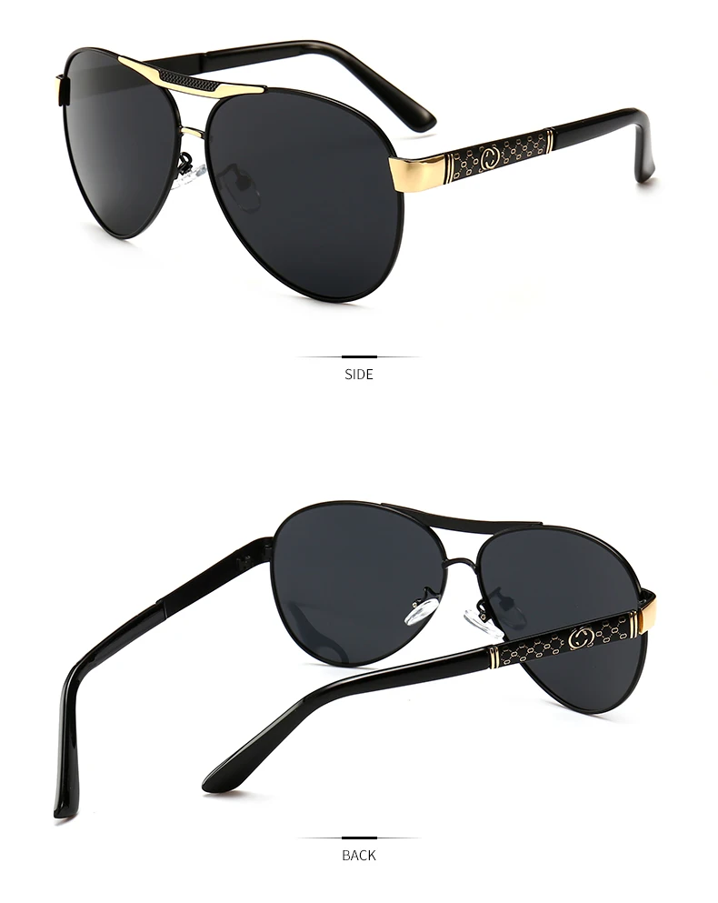 Ретро Для мужчин металлические поляризованных солнцезащитных очков марки дизайнерские очки пилота вождения солнцеза
