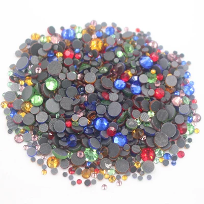 2500 шт смешанный размер круглые Кристаллы с плоской задней стороной Стразы DIY ремесла стеклянные камни Клей исправление стразы для ткани одежды - Цвет: mix color