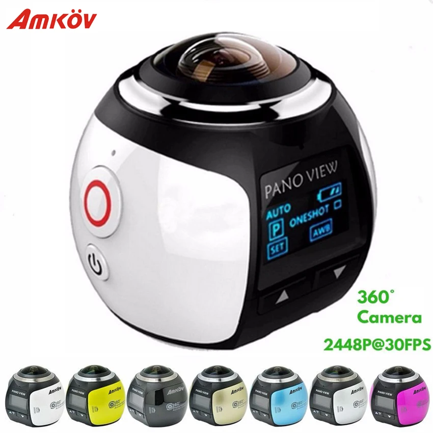 

Amkov 4K 360 Panoramic Camera Ultra HD Wifi 2448*2448 Action camera Waterproof Sport Driving VR Sport Camera