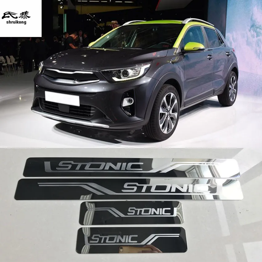 4 шт./лот наклейки для автомобиля KIA STONIC ультра-тонкий из нержавеющей стали дверной Подоконник Накладка на порог двери Крышка