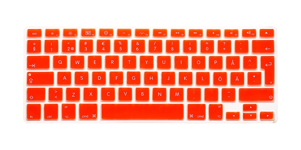 HRH 100 шт ультра-тонкий шведский силиконовый гелевый Чехол для клавиатуры ЕС/Великобритании Защитная пленка для MacBook Air Pro retina 13 15 17 - Цвет: Orange