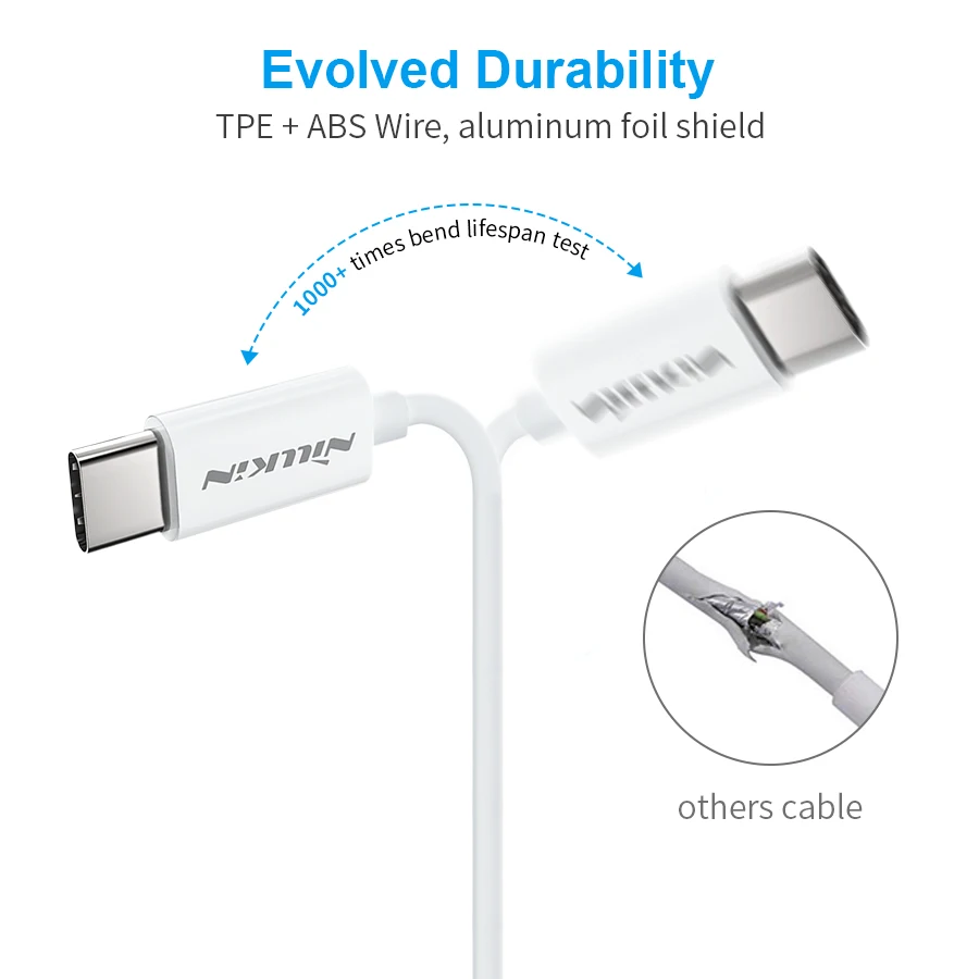 NILLKIN type-C для осветительного кабеля pd кабель MFi Сертифицированный поддерживает быструю зарядку с зарядным устройством типа C PD для iPhone