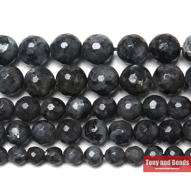 

Free Shipping New Arrival Faceted Black larvikite Labradorite Beads 15" Strand 4 6 8 10 12mm Pick Size For Jewelry Making