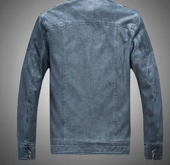 2019 Manufacturers Direct New Men's Leather Jacket Long Sleeve Collar Inside Riga Velvet Jacket Black Size L-XXL