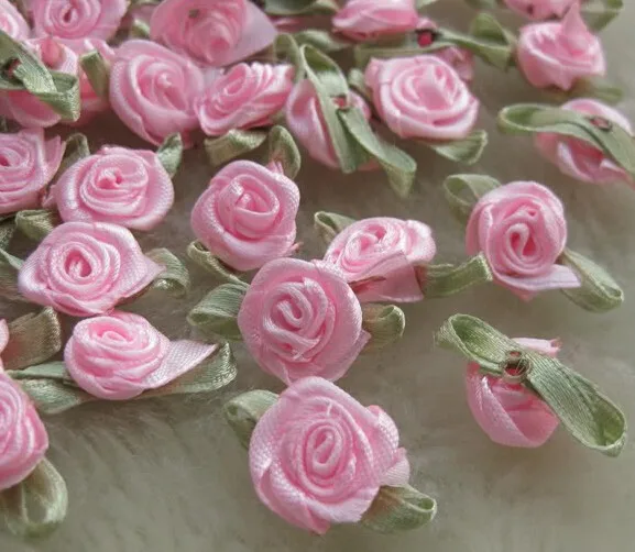 60 шт розовые ленты банты с цветами розы Аппликации Свадебные украшения орнамент A0006