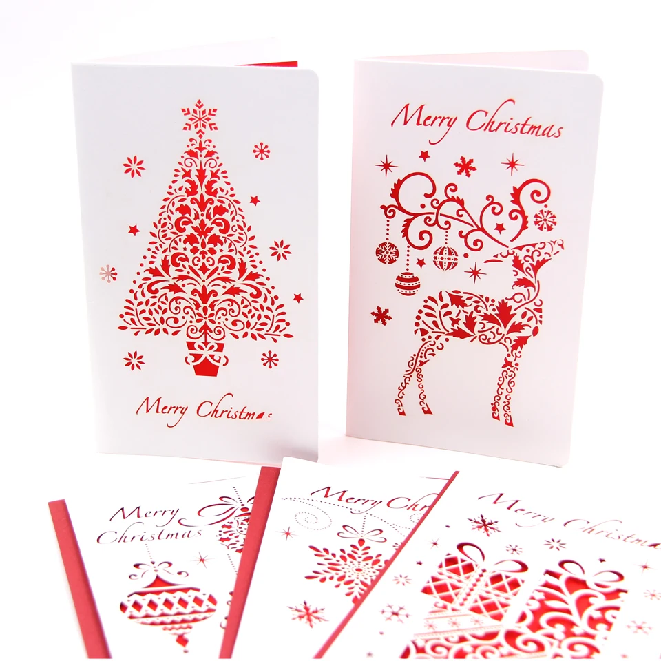 Aliexpress Buy 3PCS Multi Styles Christmas Cards With Envelope Laser Cut Post Card Folding Greeting Invitation Card Christmas Party Supplies from