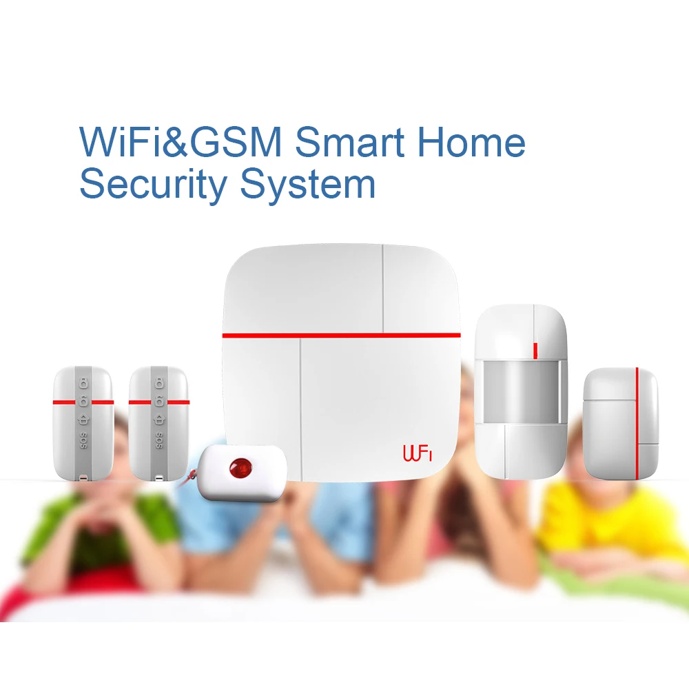 Ver A Vcare многофункциональная wifi и GSM двойная умная домашняя сигнализация с PIR датчиком движения двери/окна медицинская Аварийная кнопка