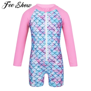 girls one piece long sleeve swimsuit
