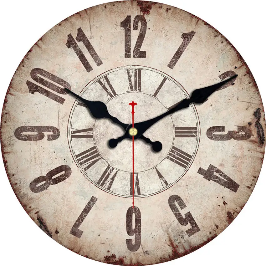 Vintage Abstract Roman Numerals Easy To Read 16 inch  Wooden Cardboard Wall Clock CHIANTI CLASSICO Clock For Living Room Decor 