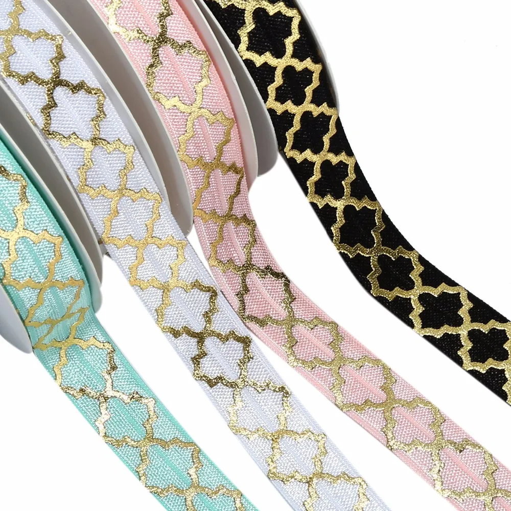 5-8-gold-foil-big-quatrefoil-printed-fold-over-elastic-100-yards-per-lot-custom-print-foe-ribbon