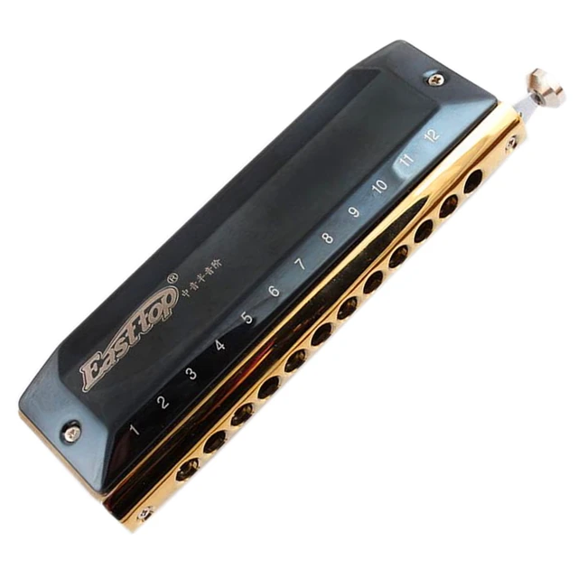 Cheap Easttop 12 Hole 48 Tone Chromatic Harmonica Brass Comb Alto D Key Armonica Cromatica Mouth Ogans Instrumentos Professional sound