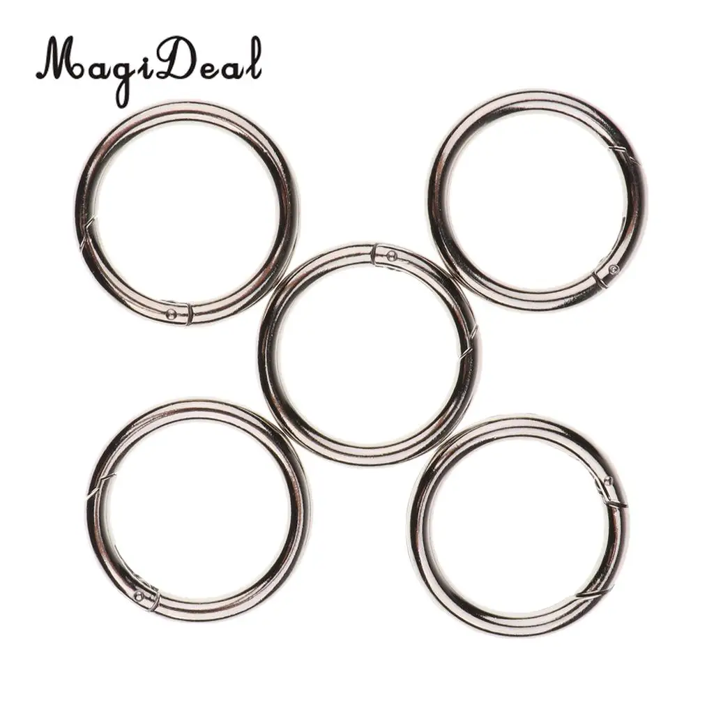 Outdoor 5 Pieces Round Push Gate Snap Open Hook Spring Ring Key Chain Carabiner 15/20/25/30/35/40/44/49mm for Camping Hiking