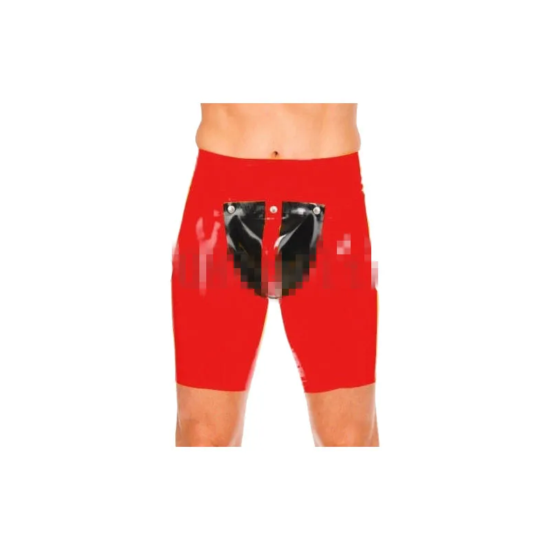 Latex Rubber Gummi cool Red and black tight Hip-lifting sport shorts Size XXS~XXL |