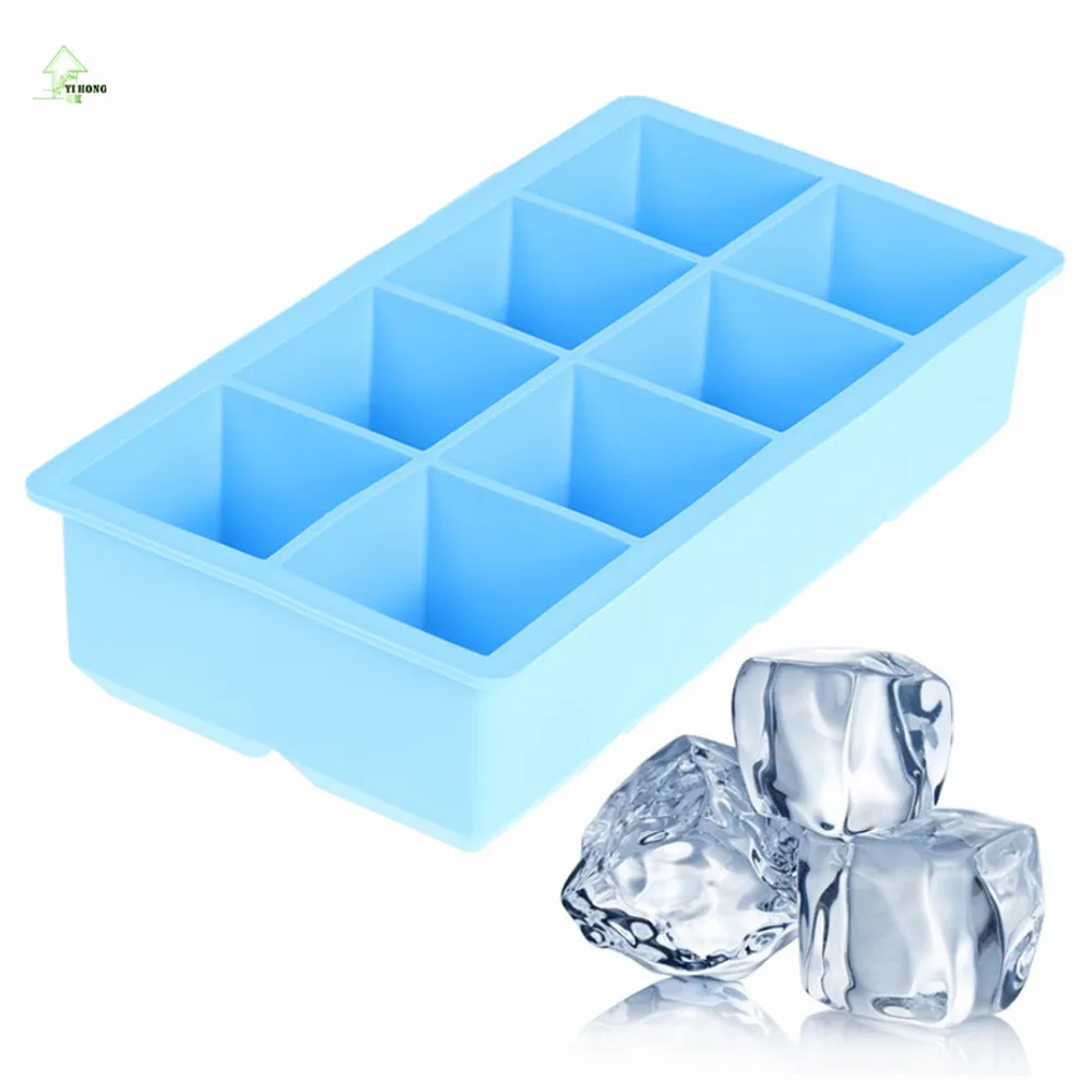 YI HONG Silicone Ice Cube Tray Ice Mold 8 Grids Mini Freeze Cubes DIY