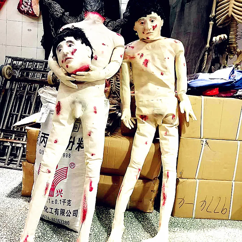 1.6m Halloween Corpse Figurine Decollation Bloody Haunted House Decor Prop Novelty Gag Gift Creepy Cosplay Scary Prank Toy L2712 crow haunted house halloween wall tapestry