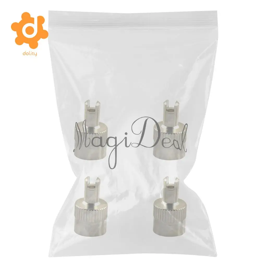 4 Pieces Motorcyle Car Slotted Head Valve Stem Caps with Core Remover Tool Set of 4 slotted caps With Valve Core Remover