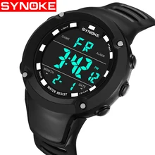 SYNOKE спортивные мужские часы водонепроницаемые модные цифровые светодиодные милитари смарт-будильник светодиодный большой наручные часы Силикон с секундомером для мальчика