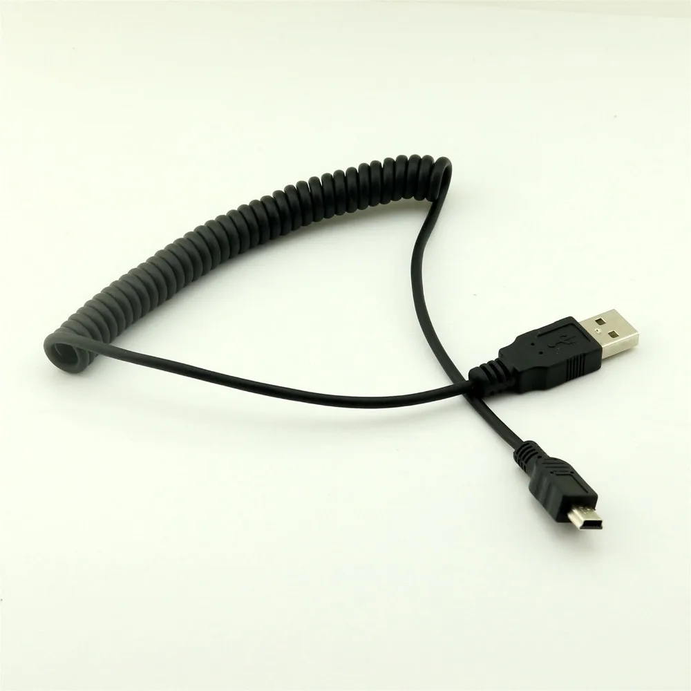 

1pcs Black Spiral Coiled USB 2.0 A Male to Mini USB 5 Pin Male Straight Adapter Cable 5FT
