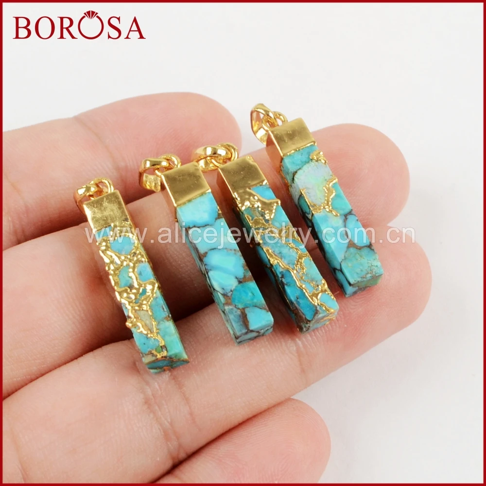 BOROSA 5/10 шт Золотой Цвет Медь натуральная бирюза кулон натуральный голубой камень