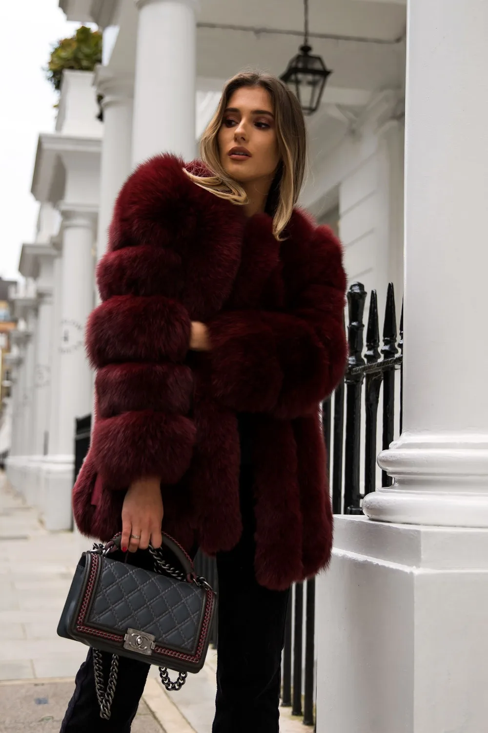 Новое поступление для женщин зимние натуральным лисьим пальто с мехом горячая Распродажа Большой Мех животных длинным рукавом
