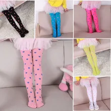 Fashion Heart Printed Baby Legging Children Girls Candy Color Pantyhose Velvet Stockings BM88