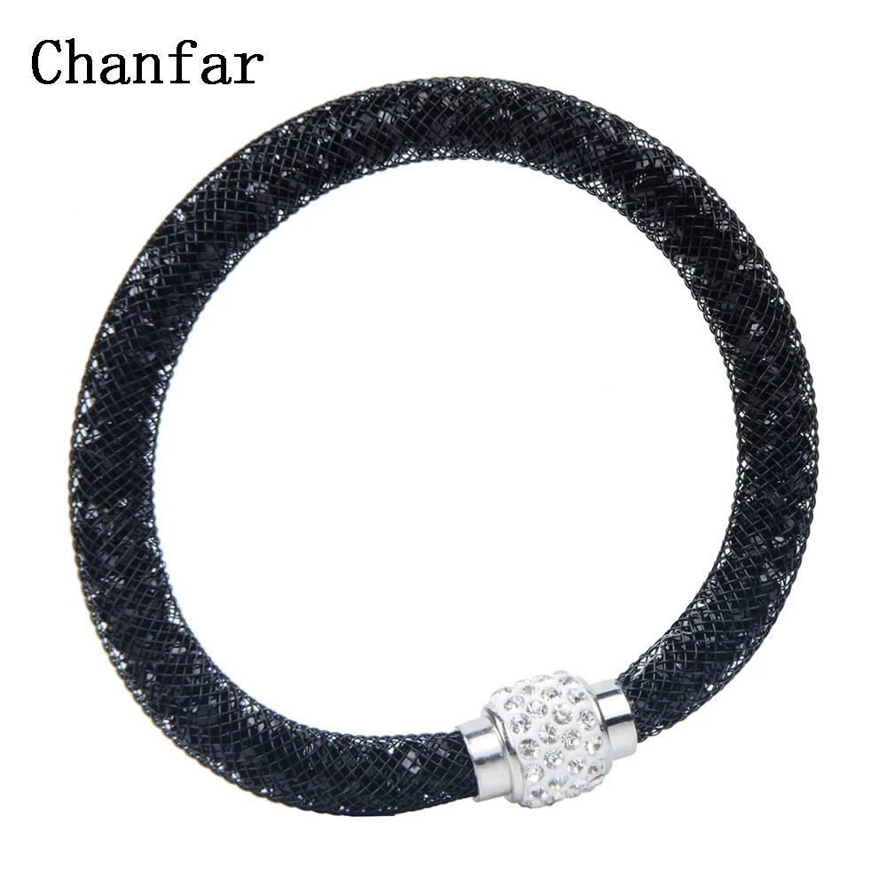 Chanfar Net font b Crystal b font Ball Magnetic Clasp Single Mesh Bracelet font b Jewelry