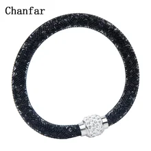 Chanfar Net Crystal Ball Magnetic Clasp Single Mesh Bracelet Jewelry