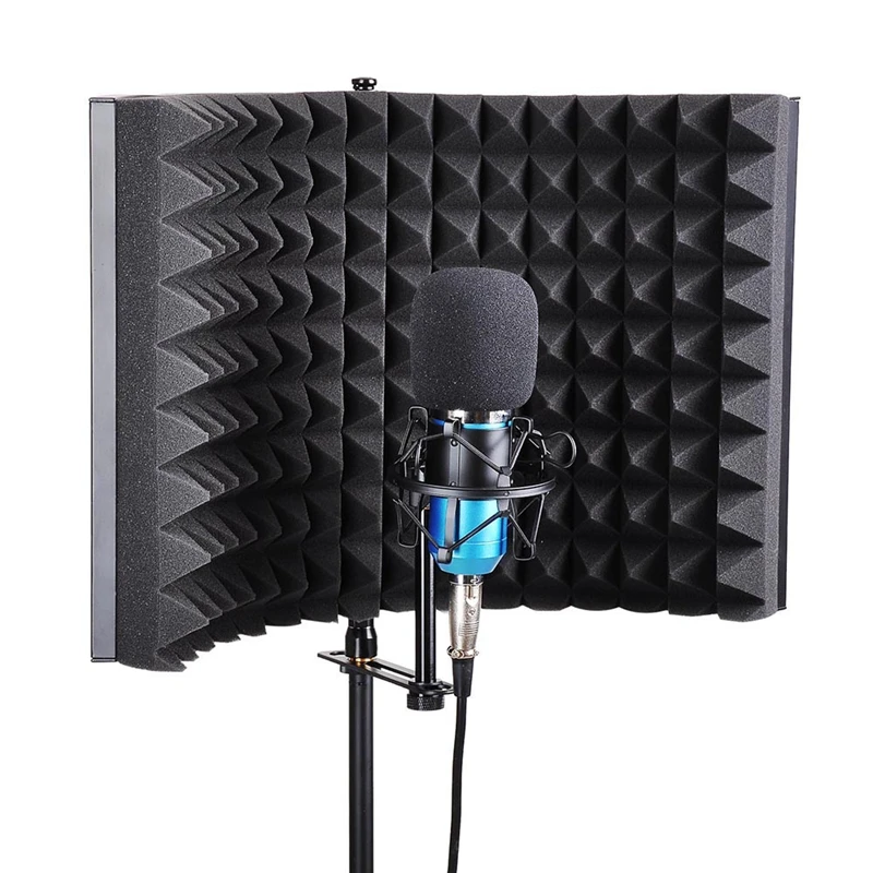 Microphone Isolation Shield, Studio Mic Sound Absorbing Foam Reflector For Any Condenser Microphone Recording Equipment Studio