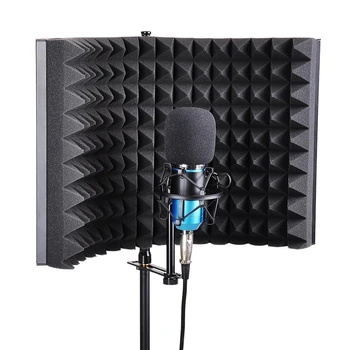 

Microphone Isolation Shield, Studio Mic Sound Absorbing Foam Reflector For Any Condenser Microphone Recording Equipment Studio