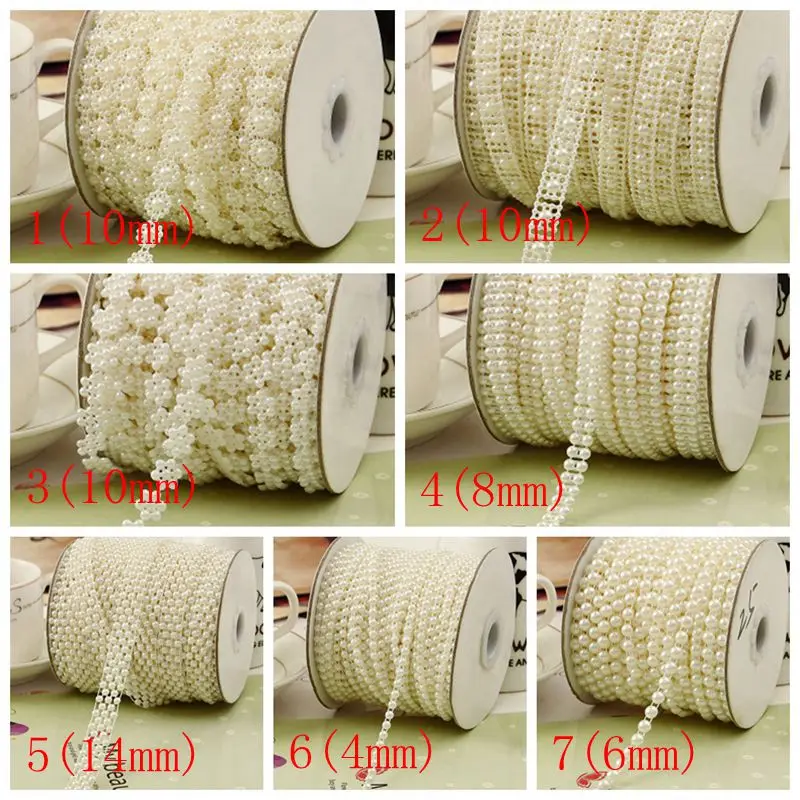 

5m/lot White Beige Pink Fishing Line Artificial Pearls Beads Chain Garland Flowers Wedding Party Decoration Products C23