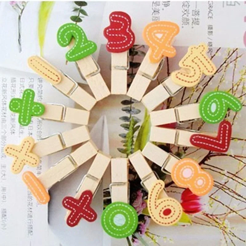 10pcs Mini Wooden Clips Lovely Arabic Numerals Pegs Clips Funny Photo Paper Clips Note Memo Holder Card Clothespin Craft Wedding Room Party Decoration  (7)