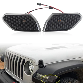 

Smoked Front Fender LED Turn Signal Light for Jeep Wrangler JL 2018 2019 Side Reflection Warning Lamp Side Signals Light