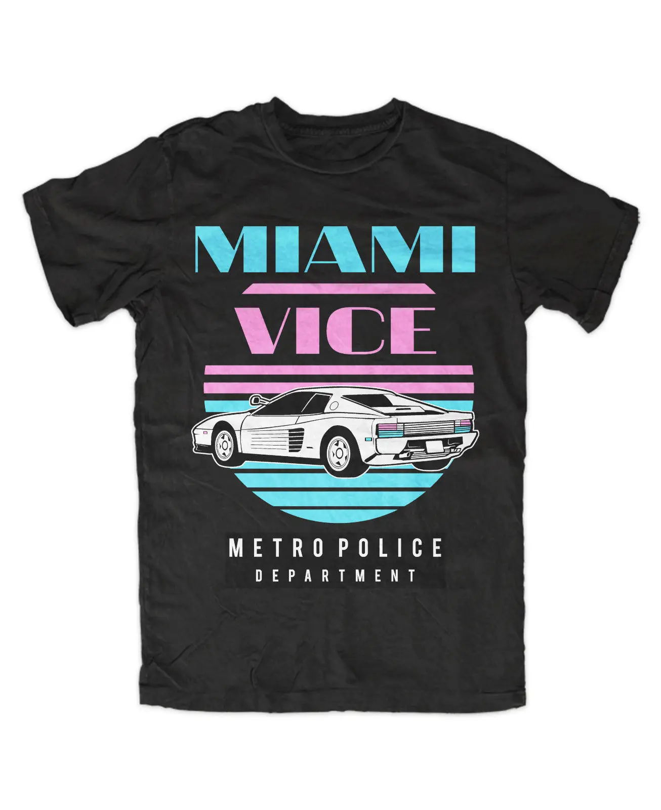 Miami Vice Herren T Shirt Schwarz Neu Fun Kult Tubbs Crocket Loose