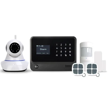 

GSM WIFI home alarm system work with 2MP home security wifi PTZ cameras Ifttt setting intruder alarm APP control smart alarm