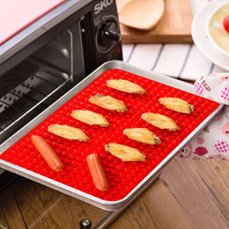 

1PC BBQ Mat Silicone BBQ Pyramid Pan Fat Reducing Slip Oven Baking Grill Oil Filter Pad Sheet Cooking non-stick Mat LM 005