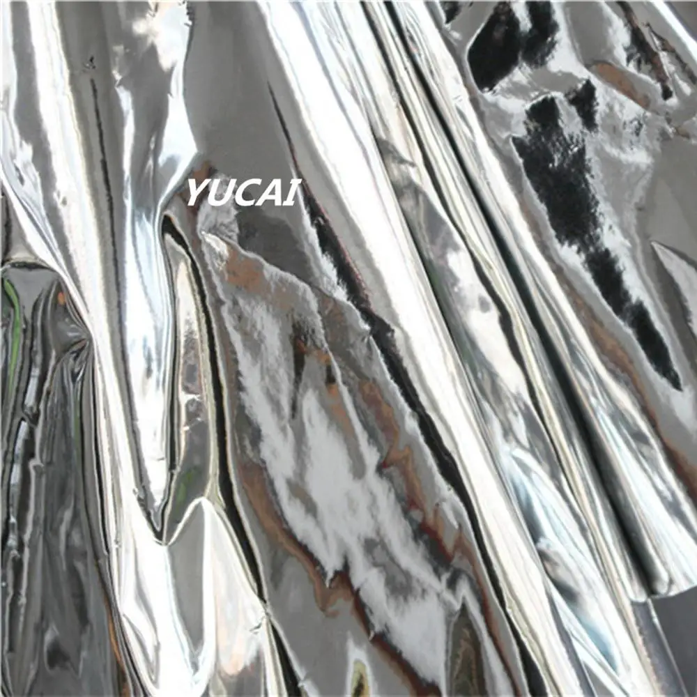 Silver Chrome Mirror Reflective Vinyl Fabric / Sold By The Yard