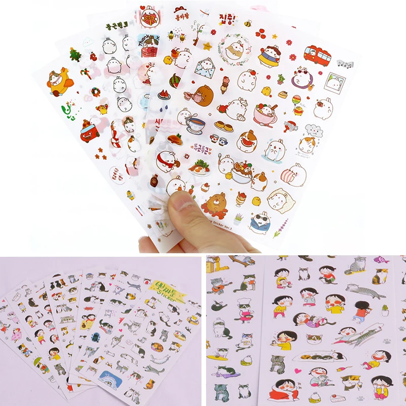 

6 Sheet kawaii Funny Stickers Rabbit Paper Sticker Toys for Children Decoration DIY Ablum Diary Scrapbooking Label Sticker Gifts