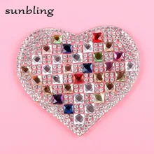 DIY патчи DMC класса хорошее качество горный хрусталь на заказ Сердце Дизайн смешанный цвет железные, с кристаллами-на исправление моды патч