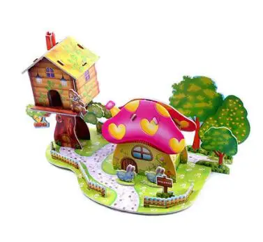 3D Puzzle Jigsaw Baby toy Kid Early learning Castle Construction pattern gift For Children Brinquedo Educativo Houses Puzzle WYQ - Цвет: 689-L