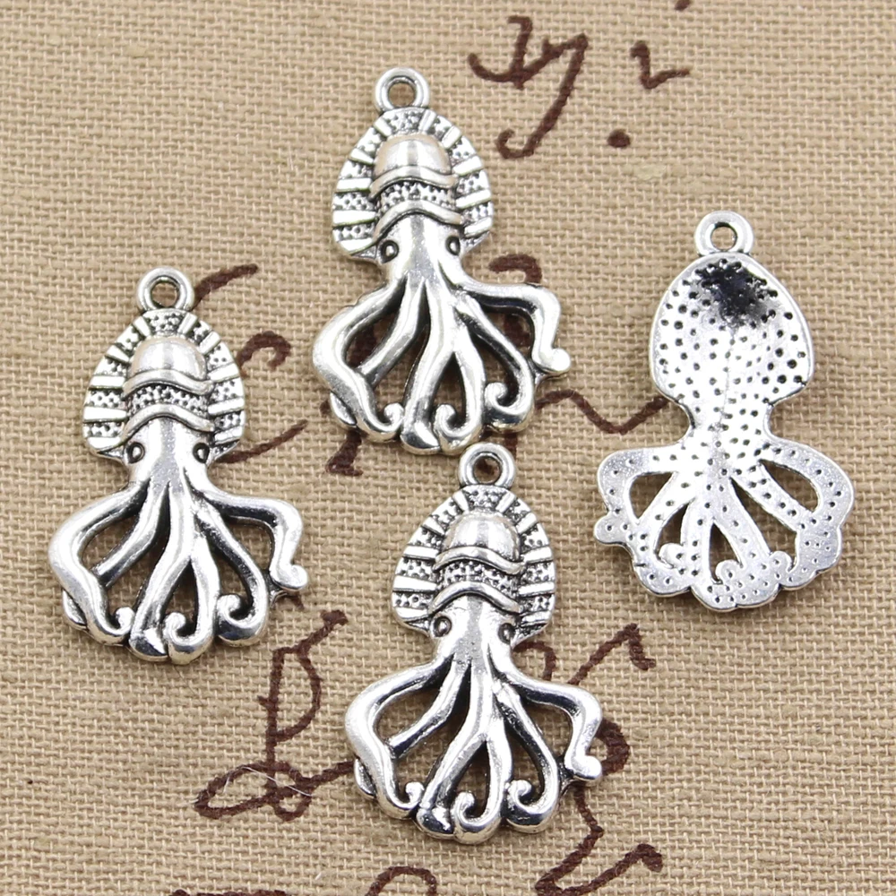10pcs Charms octopus 28x18mm Antique Silver Plated Pendants Making DIY