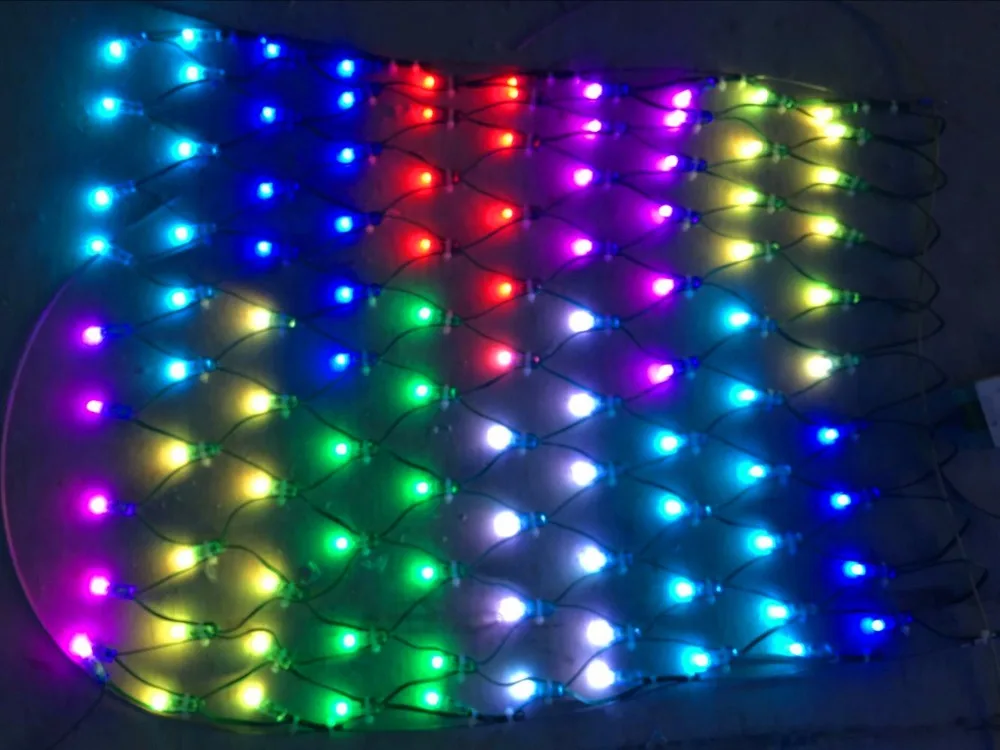 

DC12V WS2811 controlled Individually LED full color net pixel;all green wire;10leds(1m)*10leds(1m)