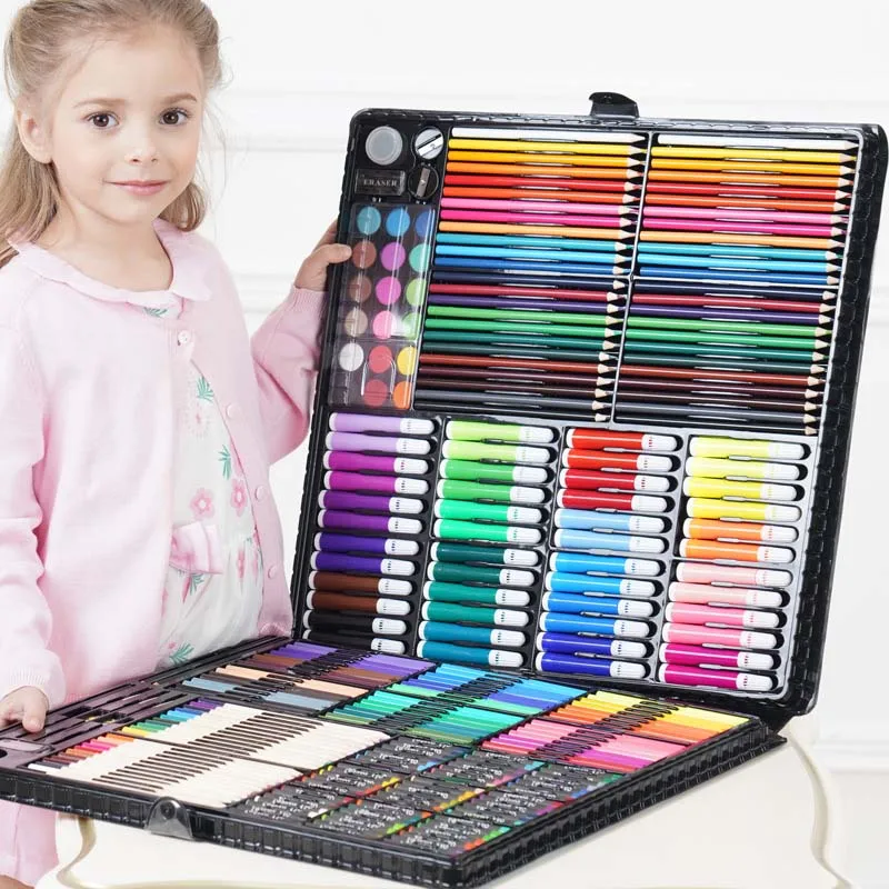 

288 PCS//set Rollerball Pen/ Colorful Pencil/ Wax Crayon and Oil Painting Brush Children Drawing Tool Set Art Drawing Toys