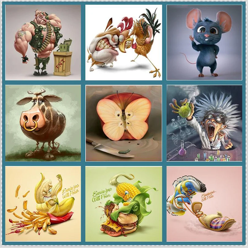 Funny picture 5D Diamond Painting Diy Diamond Embroidery Animals round