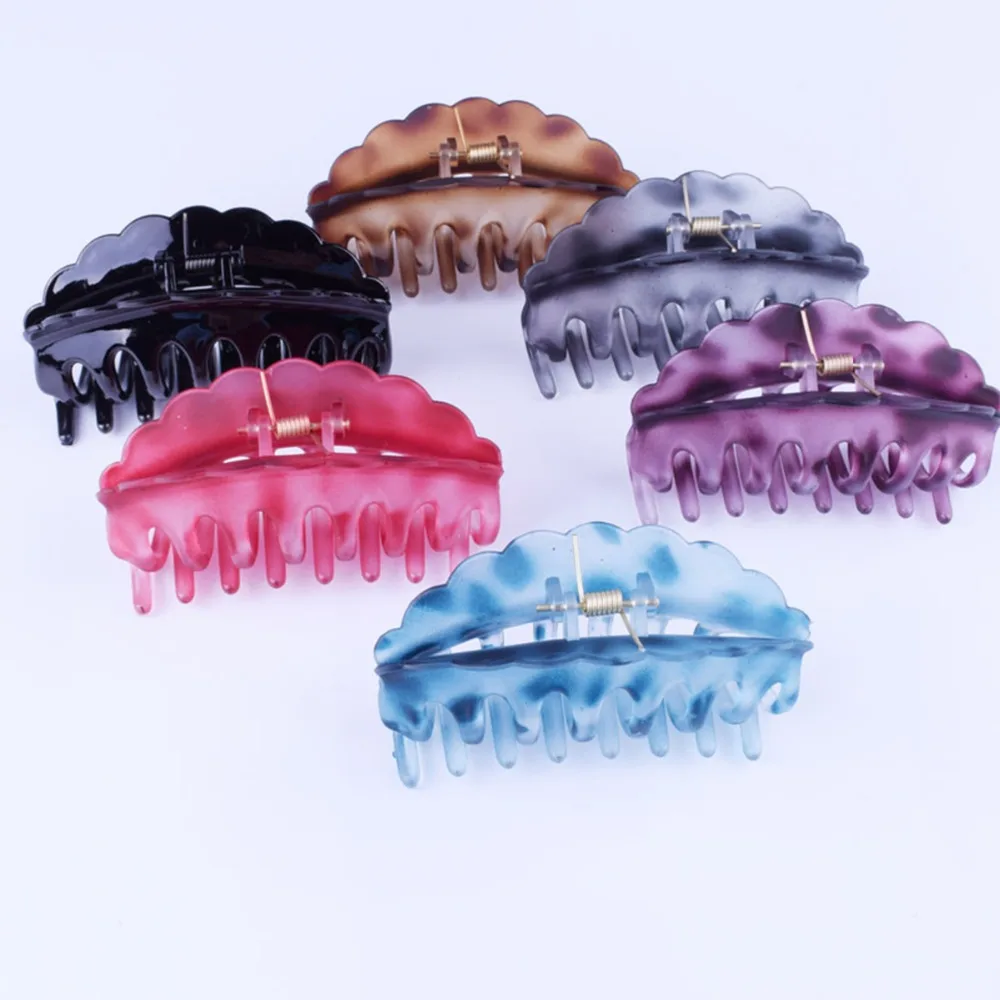 

2019 New Large Size Plastic Acrylic Hairpins Hair Clip Solid Color Colorful Crab Hair Claws Women Make UP Good Hot Sell