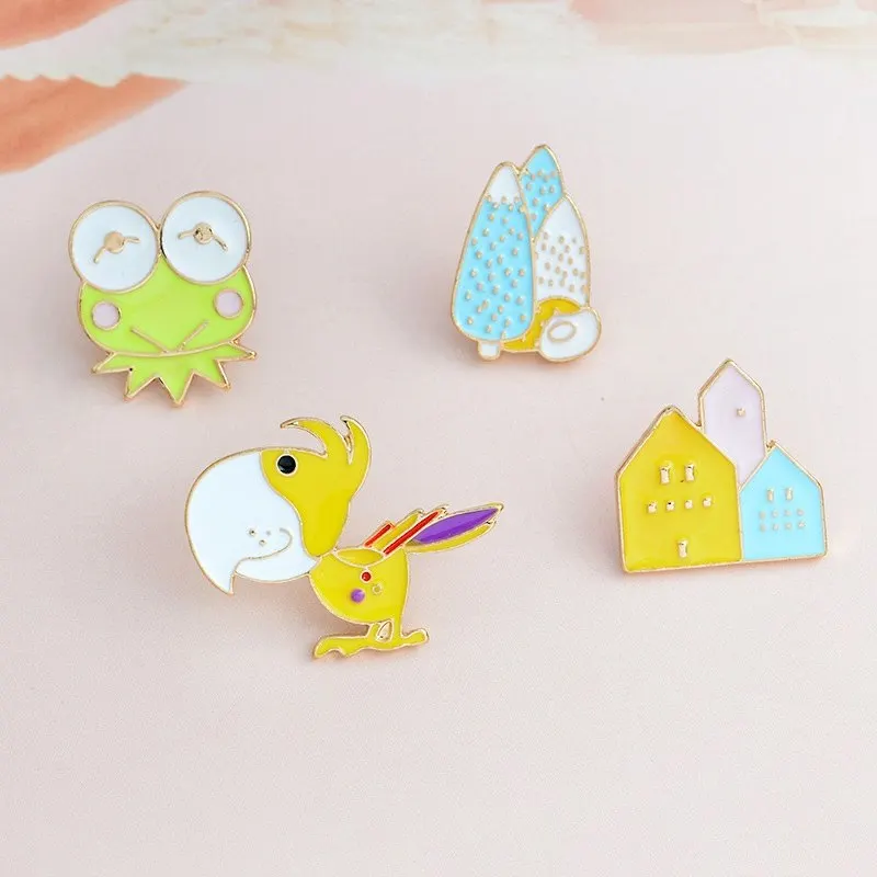 

Pins and brooches Frog bird tree house hard enamel pin Cute animal brooches Badges Gift for girls boys